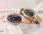 Best Quality Copy Cartier Baignoire Lovers Watch Rose Gold Black Dial